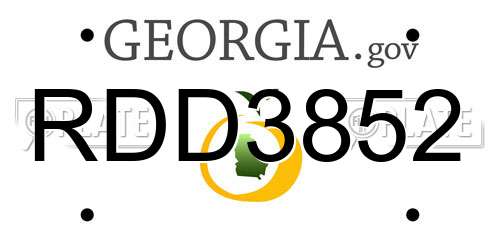 RDD3852 Georgia License Plate