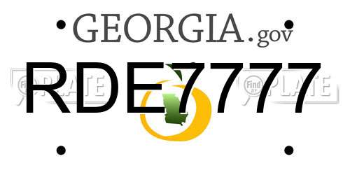 RDE7777 Georgia License Plate