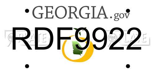 RDF9922 Georgia License Plate