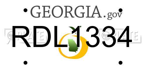 RDL1334 Georgia License Plate