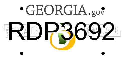 RDP3692 Georgia License Plate