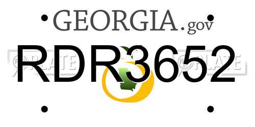RDR3652 Georgia License Plate