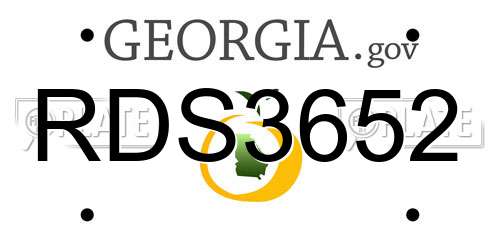 RDS3652 Georgia License Plate