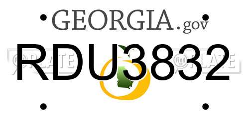 RDU3832 Georgia License Plate