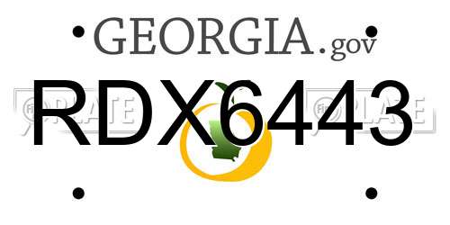 RDX6443 Georgia License Plate