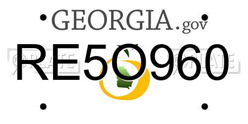 RE5O960 Georgia License Plate
