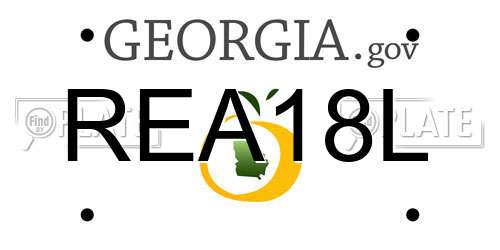 REA18L Georgia License Plate