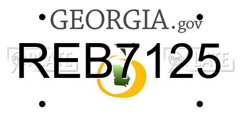 REB7125 Georgia License Plate