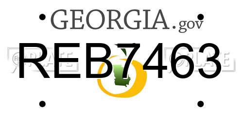REB7463 Georgia License Plate