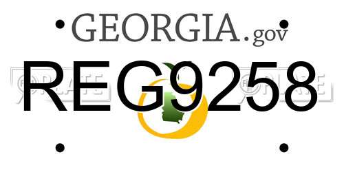 REG9258 Georgia License Plate