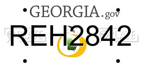 REH2842 Georgia License Plate