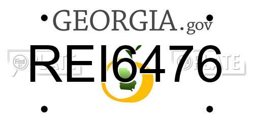 REI6476 Georgia License Plate