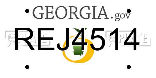 REJ4514 Georgia License Plate
