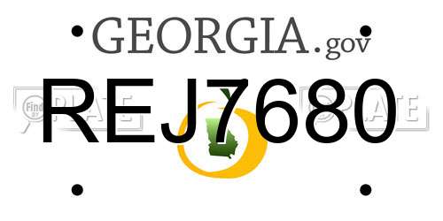 REJ7680 Georgia License Plate
