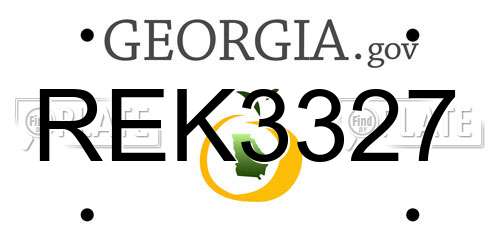 REK3327 Georgia License Plate