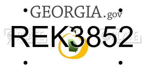 REK3852 Georgia License Plate