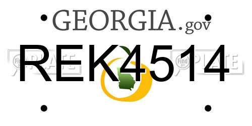 REK4514 Georgia License Plate