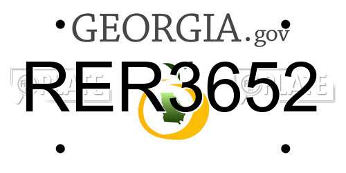 RER3652 Georgia License Plate