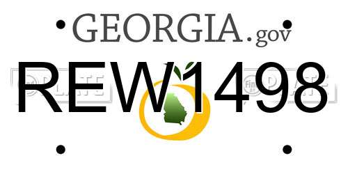 REW1498 Georgia License Plate