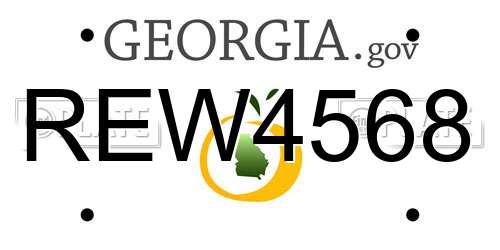 REW4568 Georgia License Plate