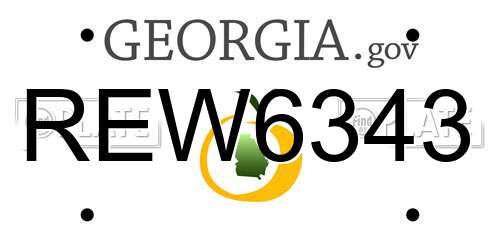REW6343 Georgia License Plate