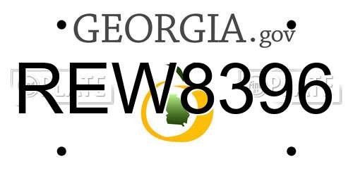 REW8396 Georgia License Plate