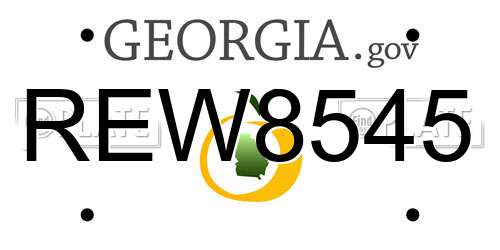 REW8545 Georgia License Plate
