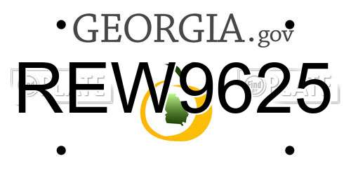 REW9625 Georgia License Plate