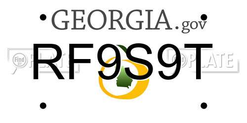 RF9S9T Georgia License Plate