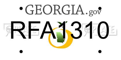 RFA1310 Georgia License Plate