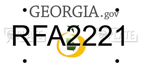 RFA2221 Georgia License Plate