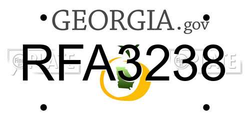 RFA3238 Georgia License Plate