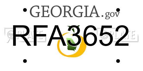 RFA3652 Georgia License Plate
