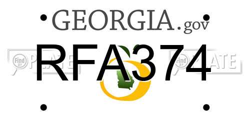 RFA374 Georgia License Plate