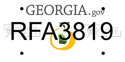 RFA3819 Georgia License Plate