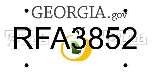 RFA3852 Georgia License Plate
