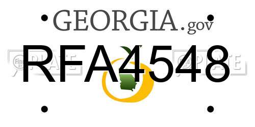 RFA4548 Georgia License Plate