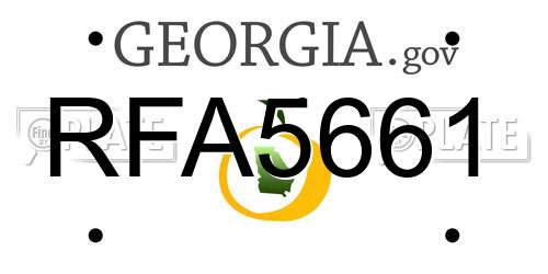 RFA5661 Georgia License Plate
