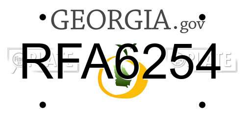 RFA6254 Georgia License Plate