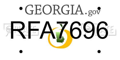 RFA7696 Georgia License Plate