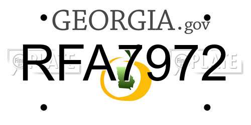 RFA7972 Georgia License Plate