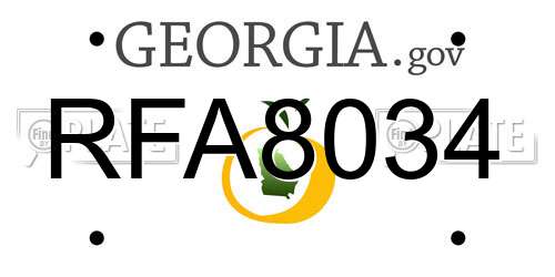RFA8034 Georgia License Plate