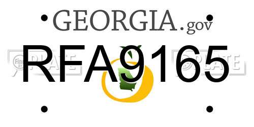 RFA9165 Georgia License Plate