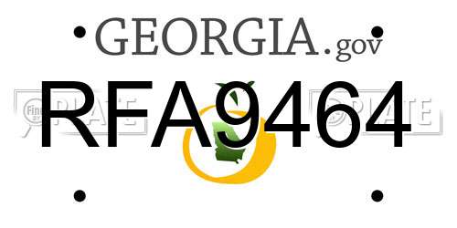 RFA9464 Georgia License Plate