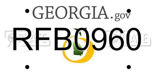 RFB0960 Georgia License Plate