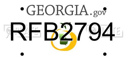 RFB2794 Georgia License Plate