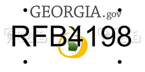 RFB4198 Georgia License Plate