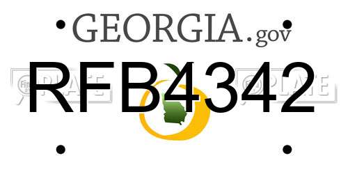 RFB4342 Georgia License Plate