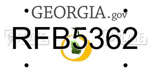 RFB5362 Georgia License Plate