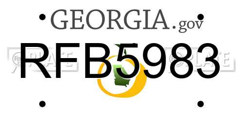 RFB5983 Georgia License Plate
